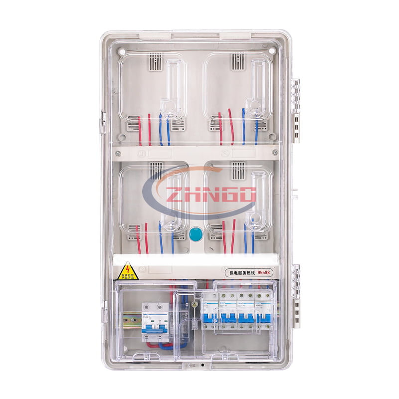 上下結(jié)構(gòu)單相四表位插卡式電表箱